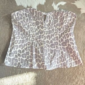 Elegant Animal Print Strapless Crop Top